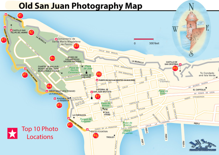 Old San Juan Top 10 Photo Locations Tips Firefall Photography   Old San Juan Map 768x543 